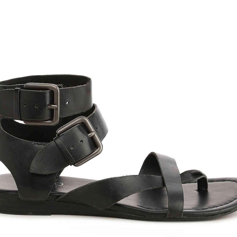 Franco Sarto Women's Black Leather Sandals 9
